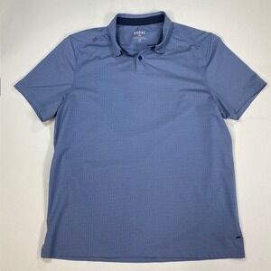 Rhone Mens Blue Herringbone Short Sleeve Performance Polo Shirt Size Large L/G
